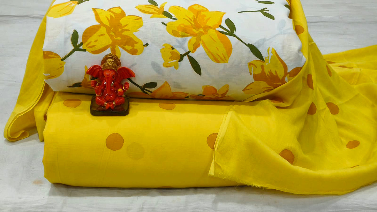 Pure cotton top and bottom set with Cotton Dupatta (2.50 mtr top, 2.50 mtr bottom , 2.50 mtr Dupatta)
