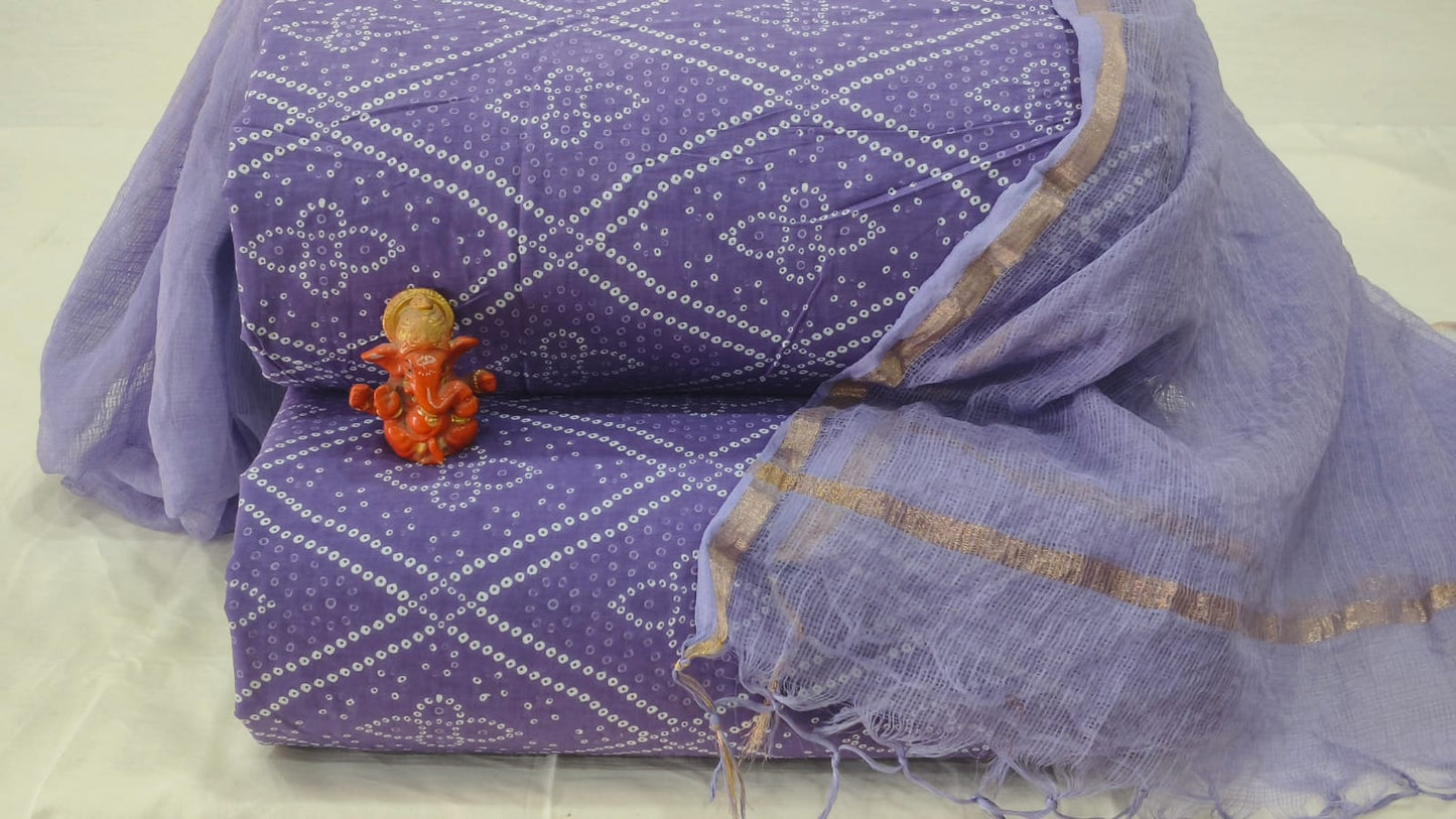 Pure cotton top and bottom set with Kota Doriya Dupatta (2.50 mtr top, 2.50 mtr bottom , 2.50 mtr Dupatta)