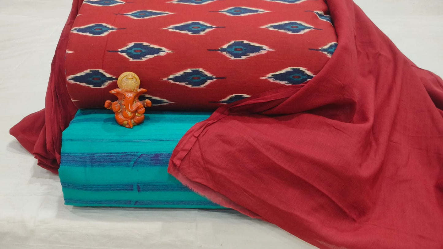 Pure cotton top and bottom set with Cotton Dupatta (2.50 mtr top, 2.50 mtr bottom , 2.50 mtr Dupatta)