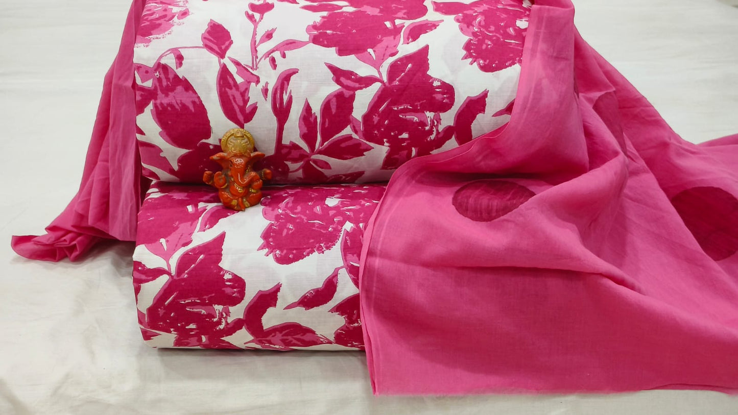 Pure cotton top and bottom set with Cotton Dupatta (2.50 mtr top, 2.50 mtr bottom , 2.50 mtr Dupatta)