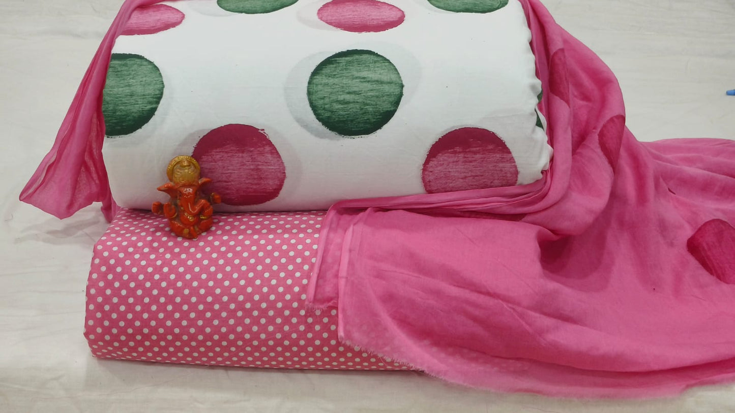 Pure cotton top and bottom set with Cotton Dupatta (2.50 mtr top, 2.50 mtr bottom , 2.50 mtr Dupatta)