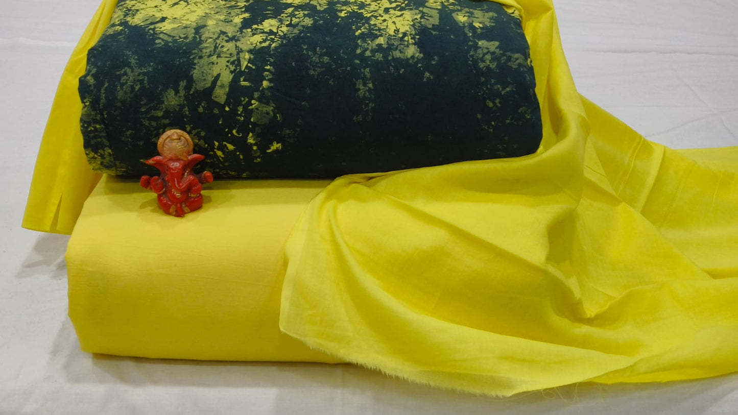 Pure cotton top and bottom set with Cotton Dupatta (2.50 mtr top, 2.50 mtr bottom , 2.50 mtr Dupatta)