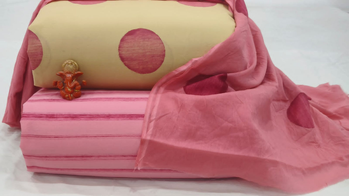 Pure cotton top and bottom set with Cotton Dupatta (2.50 mtr top, 2.50 mtr bottom , 2.50 mtr Dupatta)