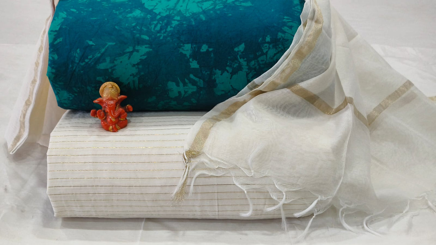 Pure cotton top and bottom set with Cotton Dupatta (2.50 mtr top, 2.50 mtr bottom , 2.50 mtr Dupatta)