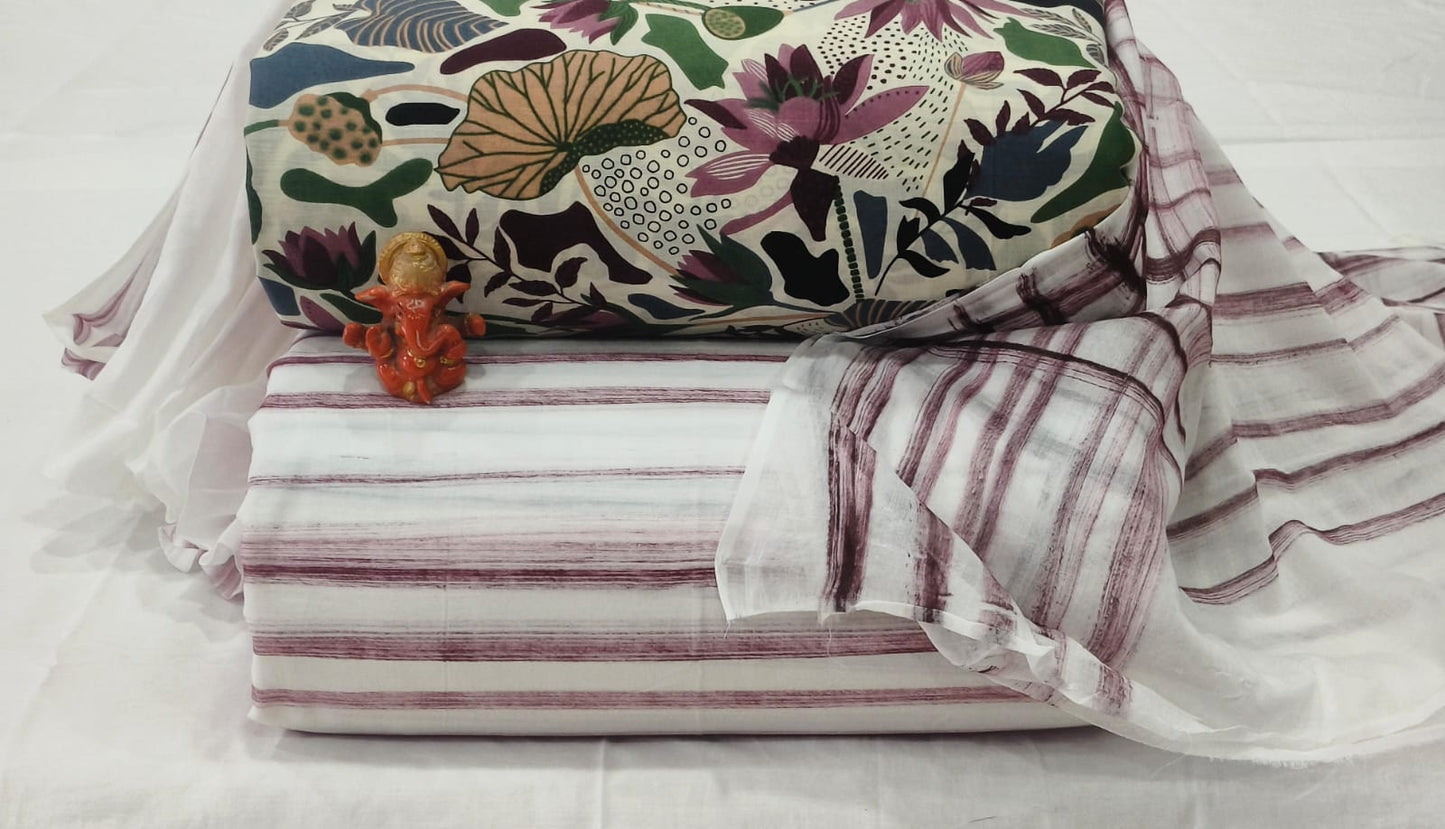 Pure cotton top and bottom set with Cotton Dupatta (2.50 mtr top, 2.50 mtr bottom , 2.50 mtr Dupatta)