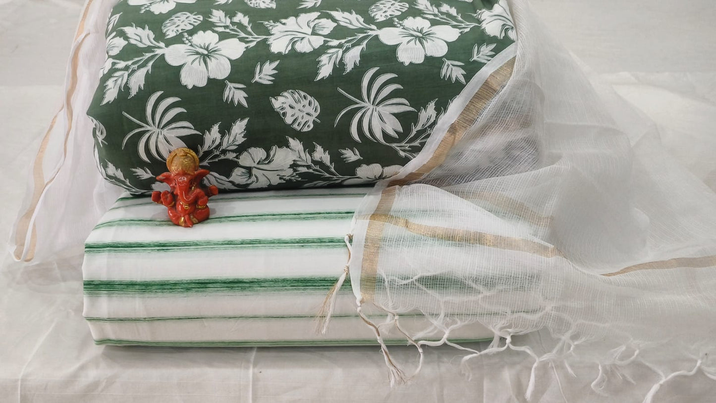 Pure cotton top and bottom set with Kota Doriya Dupatta (2.50 mtr top, 2.50 mtr bottom , 2.50 mtr Dupatta)