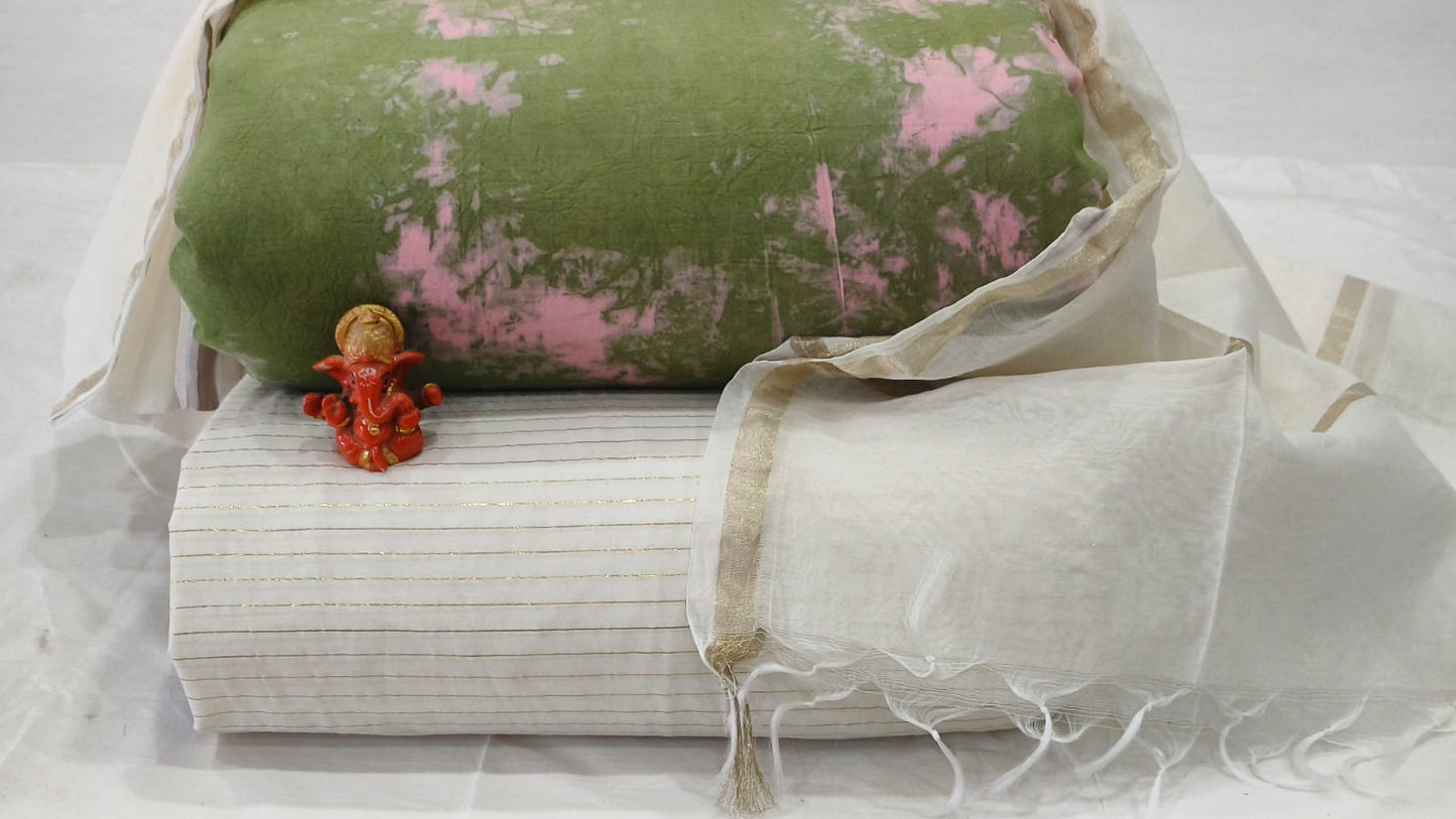 Pure cotton top and bottom set with Chanderi Dupatta (2.50 mtr top, 2.50 mtr bottom , 2.50 mtr Dupatta)