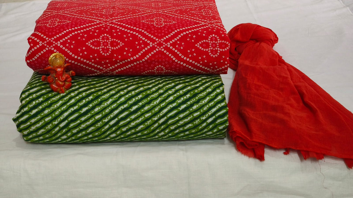 Pure cotton top and bottom set with Cotton Dupatta (2.50 mtr top, 2.50 mtr bottom , 2.50 mtr Dupatta)