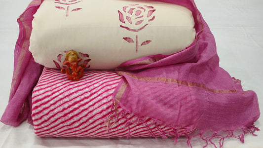 Pure cotton top and bottom set with Kota Doriya Dupatta (2.50 mtr top, 2.50 mtr bottom , 2.50 mtr Dupatta)