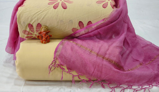 Pure cotton top and bottom set with Kota Doriya Dupatta (2.50 mtr top, 2.50 mtr bottom , 2.50 mtr Dupatta)