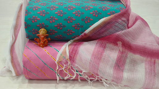Pure cotton top and bottom set with Cotton Dupatta (2.50 mtr top, 2.50 mtr bottom , 2.50 mtr Dupatta)