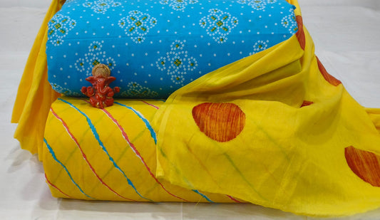Pure cotton top and bottom set with Cotton Dupatta (2.50 mtr top, 2.50 mtr bottom , 2.50 mtr Dupatta)