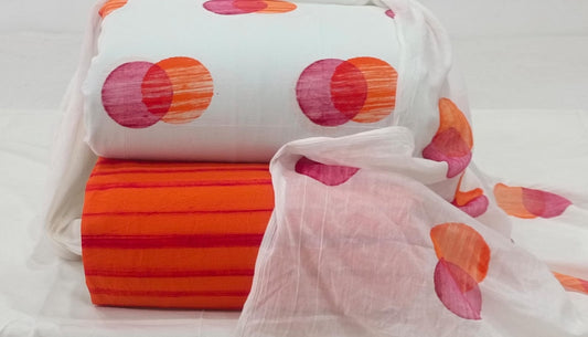 Pure cotton top and bottom set with Cotton Dupatta (2.50 mtr top, 2.50 mtr bottom , 2.50 mtr Dupatta)