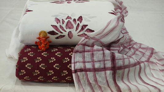 Pure cotton top and bottom set with Cotton Dupatta (2.50 mtr top, 2.50 mtr bottom , 2.50 mtr Dupatta)