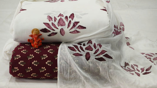 Pure cotton top and bottom set with Cotton Dupatta (2.50 mtr top, 2.50 mtr bottom , 2.50 mtr Dupatta)