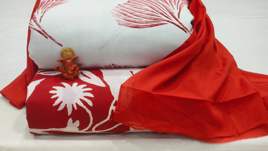 Pure cotton top and bottom set with Cotton Dupatta (2.50 mtr top, 2.50 mtr bottom , 2.50 mtr Dupatta)
