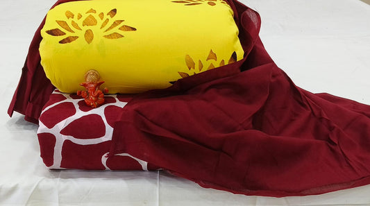 Pure cotton top and bottom set with Cotton Dupatta (2.50 mtr top, 2.50 mtr bottom , 2.50 mtr Dupatta)
