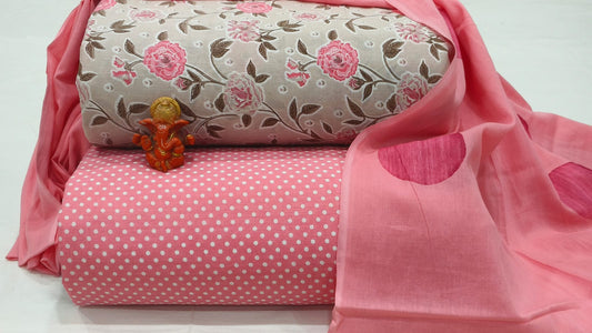 Pure cotton top and bottom set with Cotton Dupatta (2.50 mtr top, 2.50 mtr bottom , 2.50 mtr Dupatta)