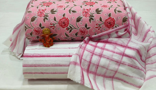 Pure cotton top and bottom set with Cotton Dupatta (2.50 mtr top, 2.50 mtr bottom , 2.50 mtr Dupatta)