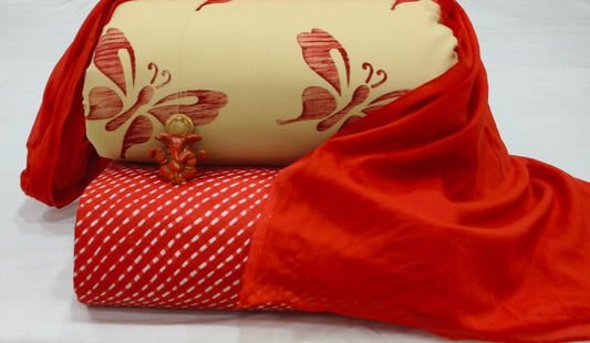 Pure cotton top and bottom set with Cotton Dupatta (2.50 mtr top, 2.50 mtr bottom , 2.50 mtr Dupatta)