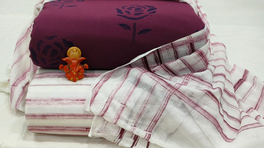 Pure cotton top and bottom set with Cotton Dupatta (2.50 mtr top, 2.50 mtr bottom , 2.50 mtr Dupatta)