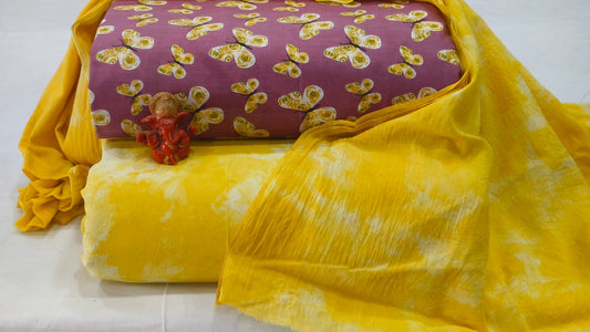 Pure cotton top and bottom set with Cotton Dupatta (2.50 mtr top, 2.50 mtr bottom , 2.50 mtr Dupatta)