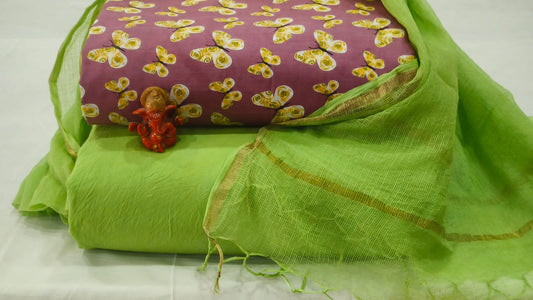 Pure cotton top and bottom set with Kota Doriya Dupatta (2.50 mtr top, 2.50 mtr bottom , 2.50 mtr Dupatta)