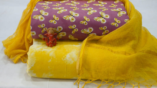 Pure cotton top and bottom set with Kota Doriya Dupatta (2.50 mtr top, 2.50 mtr bottom , 2.50 mtr Dupatta)