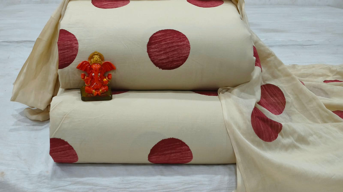 Pure cotton top and bottom set with Cotton Dupatta (2.50 mtr top, 2.50 mtr bottom , 2.50 mtr Dupatta)