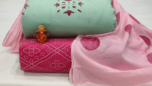 Pure cotton top and bottom set with Cotton Dupatta (2.50 mtr top, 2.50 mtr bottom , 2.50 mtr Dupatta)