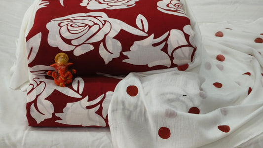 Pure cotton top and bottom set with Cotton Dupatta (2.50 mtr top, 2.50 mtr bottom , 2.50 mtr Dupatta)