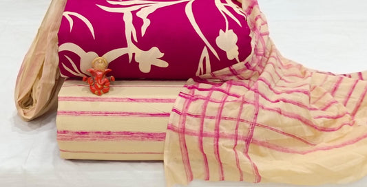 Pure cotton top and bottom set with Cotton Dupatta (2.50 mtr top, 2.50 mtr bottom , 2.50 mtr Dupatta)