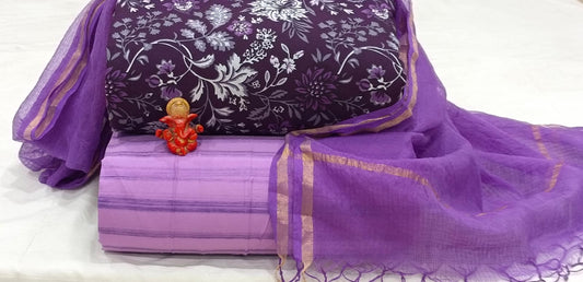 Pure cotton top and bottom set with Kota Doriya Dupatta (2.50 mtr top, 2.50 mtr bottom , 2.50 mtr Dupatta)
