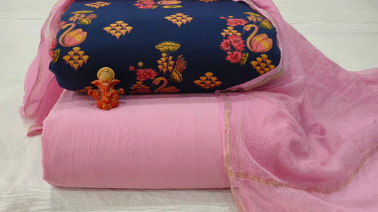 Pure cotton top and bottom set with Kota Doriya Dupatta (2.50 mtr top, 2.50 mtr bottom , 2.50 mtr Dupatta)