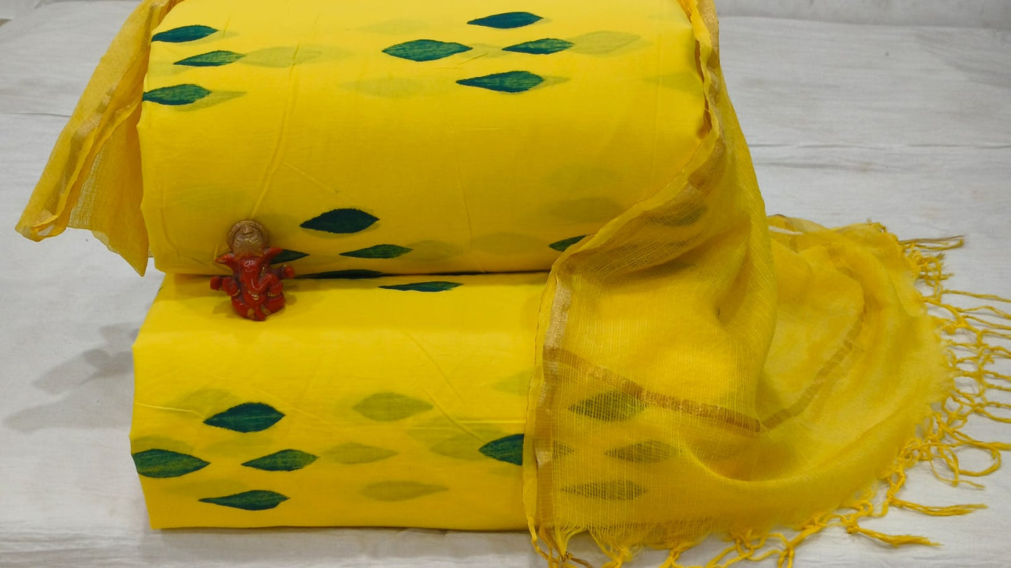 Pure cotton top and bottom set with Kota Doriya Dupatta (2.50 mtr top, 2.50 mtr bottom , 2.50 mtr Dupatta)
