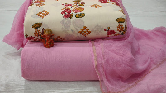 Pure cotton top and bottom set with Kota Doriya Dupatta (2.50 mtr top, 2.50 mtr bottom , 2.50 mtr Dupatta)
