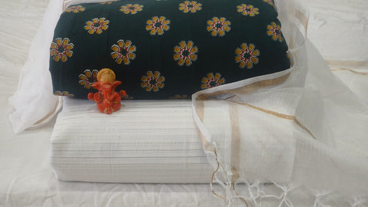 Pure cotton top and bottom set with Kota Doriya Dupatta (2.50 mtr top, 2.50 mtr bottom , 2.50 mtr Dupatta)