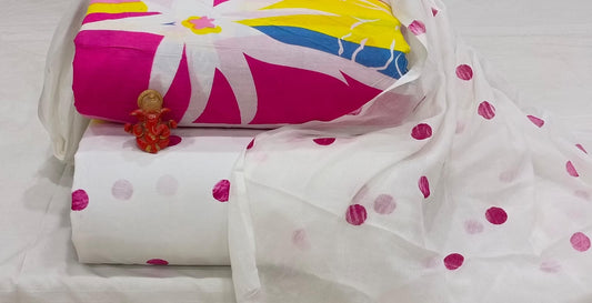 Pure cotton top and bottom set with Cotton Dupatta (2.50 mtr top, 2.50 mtr bottom , 2.50 mtr Dupatta)