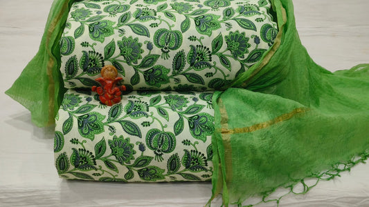 Pure cotton top and bottom set with Kota Doriya Dupatta (2.50 mtr top, 2.50 mtr bottom , 2.50 mtr Dupatta)