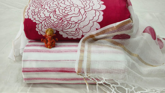 Pure cotton top and bottom set with Kota Doriya Dupatta (2.50 mtr top, 2.50 mtr bottom , 2.50 mtr Dupatta)