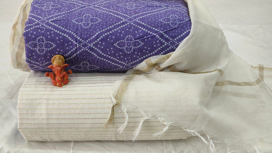 Pure cotton top and bottom set with Chanderi Dupatta (2.50 mtr top, 2.50 mtr bottom , 2.50 mtr Dupatta)