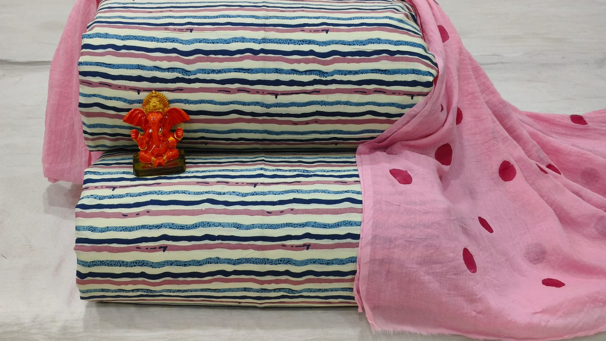 Pure cotton top and bottom set with Cotton Dupatta (2.50 mtr top, 2.50 mtr bottom , 2.50 mtr Dupatta)