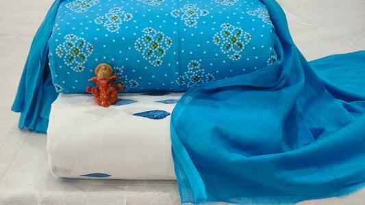 Pure cotton top and bottom set with Cotton Dupatta (2.50 mtr top, 2.50 mtr bottom , 2.50 mtr Dupatta)