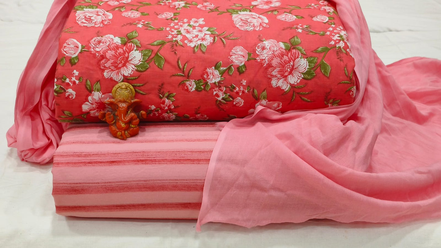 Pure cotton top and bottom set with Cotton Dupatta (2.50 mtr top, 2.50 mtr bottom , 2.50 mtr Dupatta)