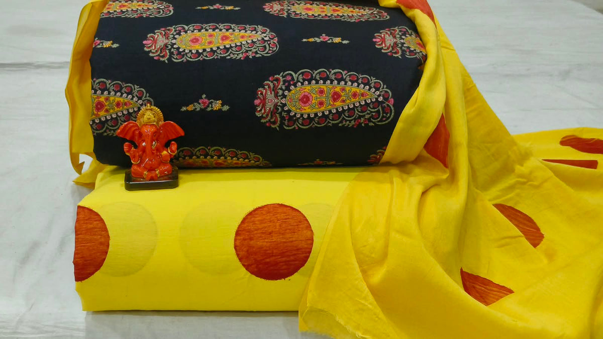 Pure cotton top and bottom set with Cotton Dupatta (2.50 mtr top, 2.50 mtr bottom , 2.50 mtr Dupatta)