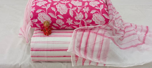 Pure cotton top and bottom set with Cotton Dupatta (2.50 mtr top, 2.50 mtr bottom , 2.50 mtr Dupatta)