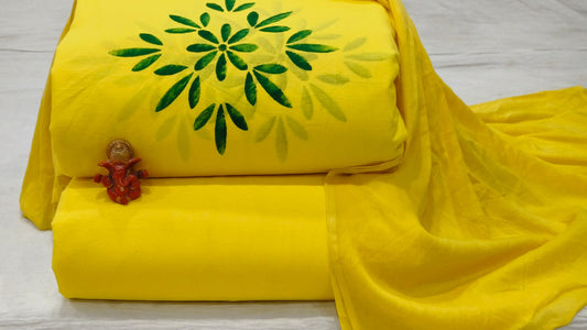 Pure cotton top and bottom set with Cotton Dupatta (2.50 mtr top, 2.50 mtr bottom , 2.50 mtr Dupatta)