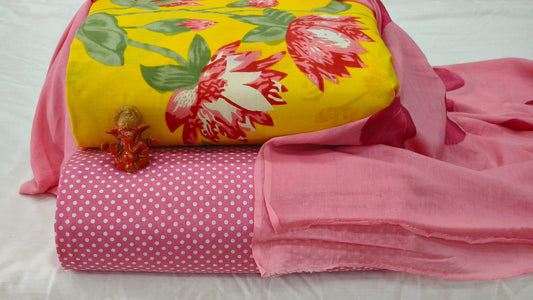 Pure cotton top and bottom set with Cotton Dupatta (2.50 mtr top, 2.50 mtr bottom , 2.50 mtr Dupatta)