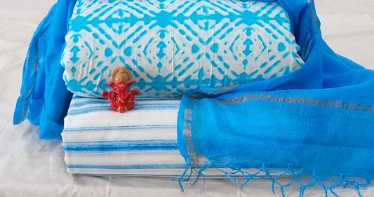 Pure cotton top and bottom set with Kota Doriya Dupatta (2.50 mtr top, 2.50 mtr bottom , 2.50 mtr Dupatta)
