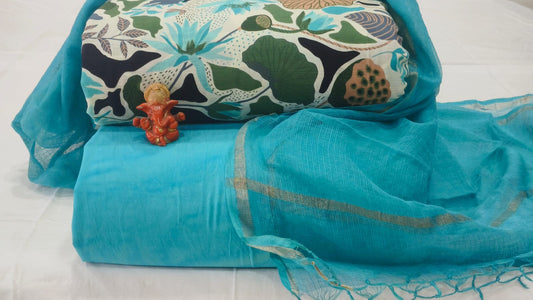 Pure cotton top and bottom set with Kota Doriya Dupatta (2.50 mtr top, 2.50 mtr bottom , 2.50 mtr Dupatta)